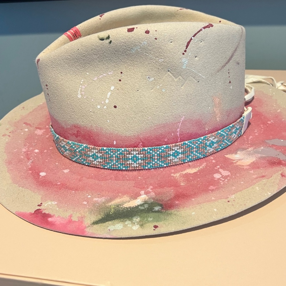 JW Bennett Hand painted “When Inspiration-Strikes Hat” - OOAK 7 3/8 - Picture 8 of 13